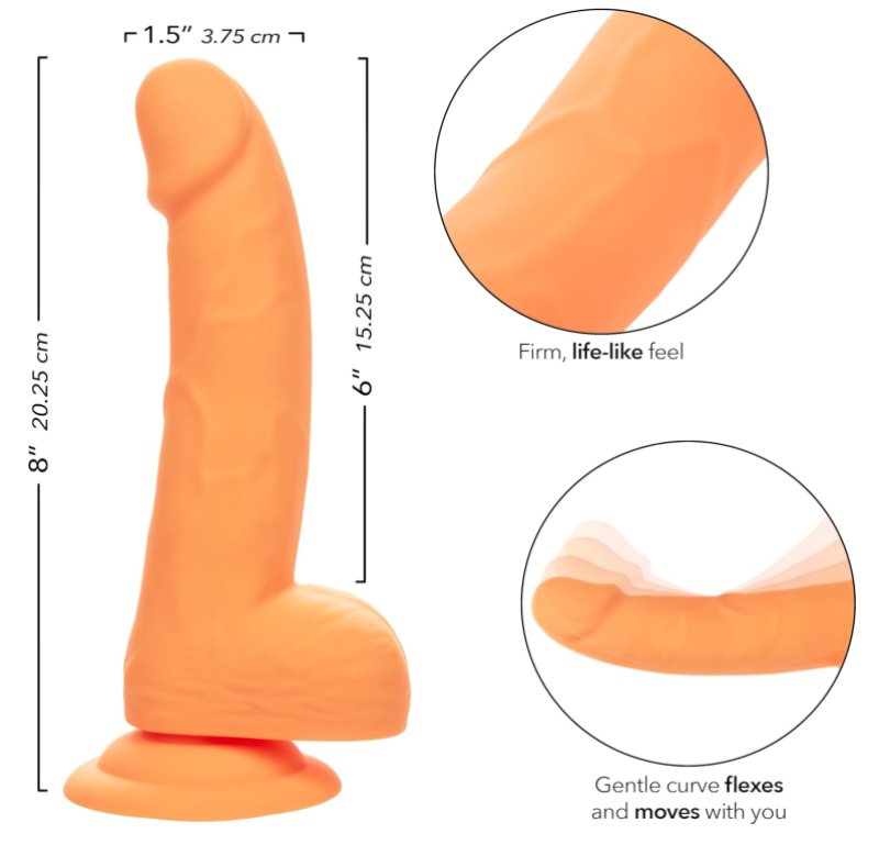 CalExotics Neon Silicone Studs Dildo 6"/15.25 cm - Orange