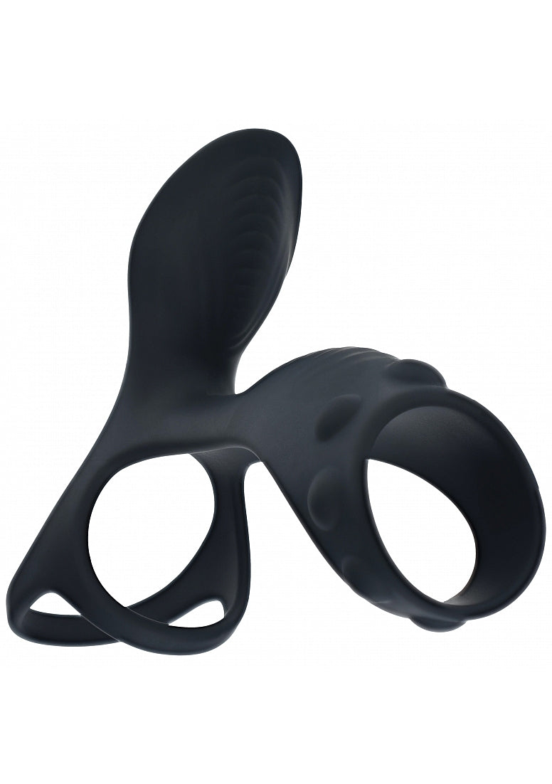 Shots Toys | LEVELZ - Vibrating Silicone Cock & Ball Ring with Shaft Loop - Black