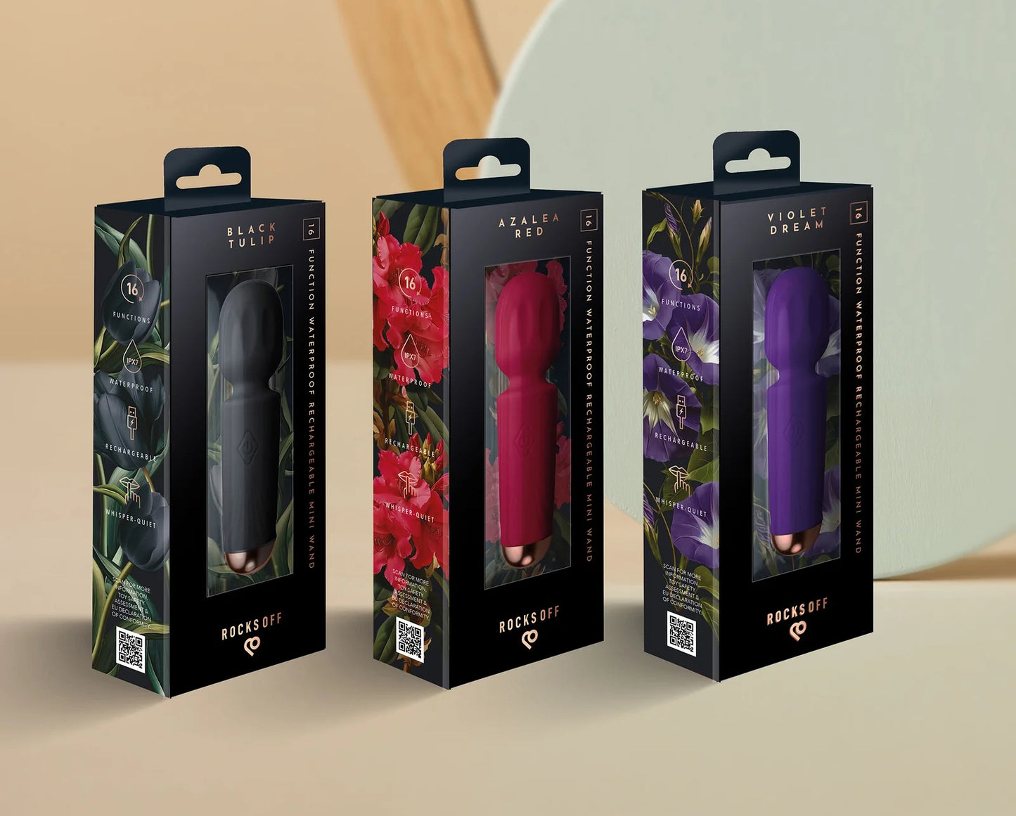 Rocks Off Rechargeable Mini Wand - Black Tulip