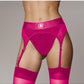 Shots Toys | OUCH! Vibrating Strap-On Thong with Adjustable Garters - Pink - Size XS/S