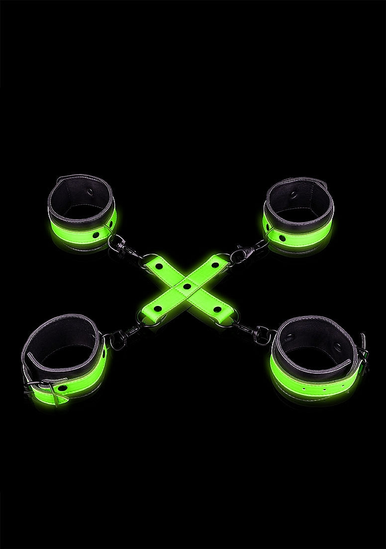 Shots Toys | OUCH! Hand & Ankle Cuffs with Hogtie - Glow in the Dark