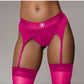Shots Toys | OUCH! Vibrating Strap-On Thong with Adjustable Garters - Pink - Size M/L