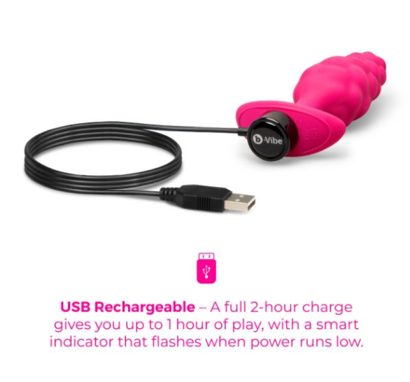 COTR | B-Vibe Swirl Textured Vibrating Plug - Pink