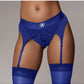 Shots Toys | OUCH! Vibrating Strap-On Thong with Adjustable Garters - Royal Blue - Size M/L