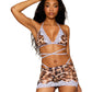 Dreamgirl Leopard Printed Mesh with Contrast Scalloped Lace Bralette, Garter Skirt, and G-string Set Size OS