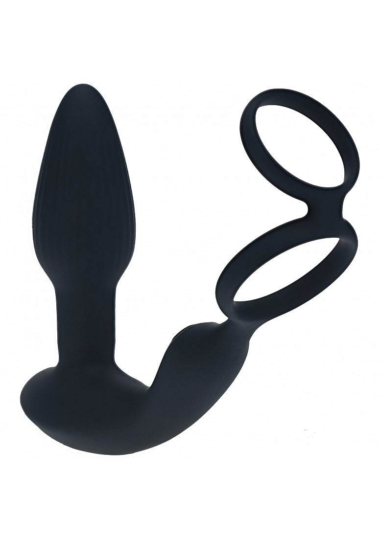 Shots Toys | LEVELZ - Dual Vibrating Remote Control & Rotating Beads Silicone Prostate Stimulator with Cock & Ball