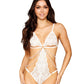 Dreamgirl Stretch Lace and Draping Pearls with Chain Teddy White Size OS
