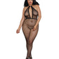 Dreamgirl Plus Size Fishnet Bodystocking with Plunging Halter Neckline Black Size OSX
