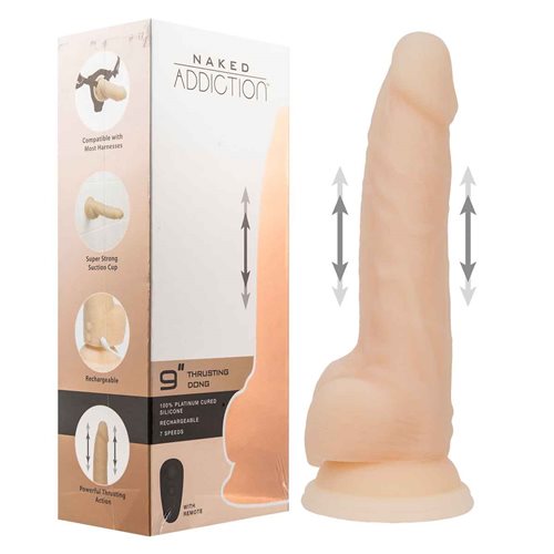 Naked Addiction 9" Thrusting Dildo with Remote - Vanilla