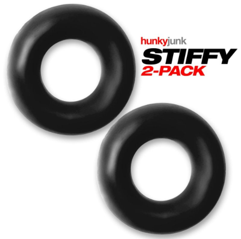 HunkyJunk Stiffy Bulge Rings No-Roll Cockrings Tar Ice - 2 Pack