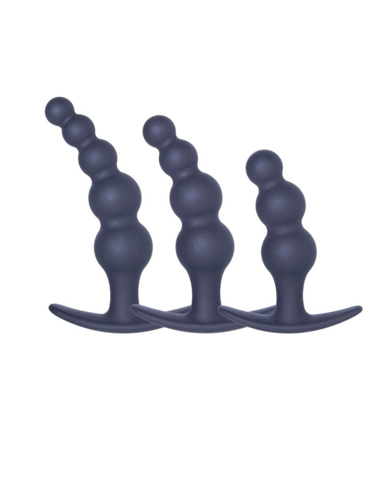 Excellent Power | Progressive Play 3 In 1 Silicone Butt Plug Kit Set In Black