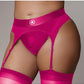 Shots Toys | OUCH! Vibrating Strap-On Thong with Adjustable Garters - Pink - Size XL/XXL