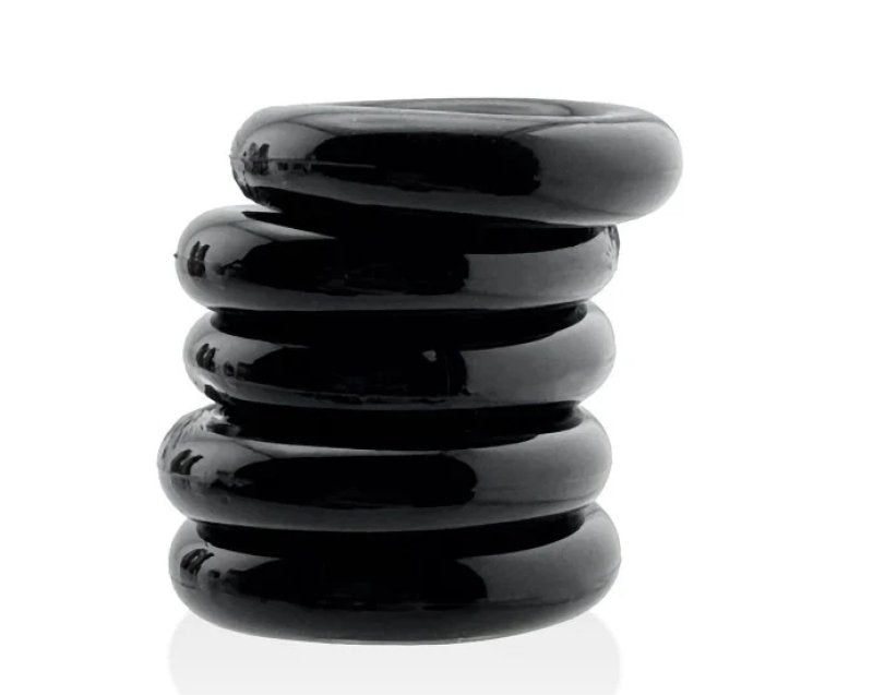 Hunkyjunk Jacker 5-stack Five-pack Tube Super-strong Cockrings Black