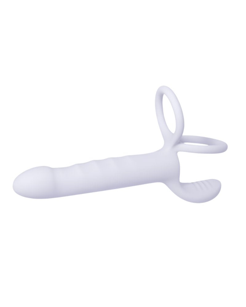 Excellent Power | Fun Rider Dual Ornament Vibrating Butt Plug with Scrotum Stimulator White
