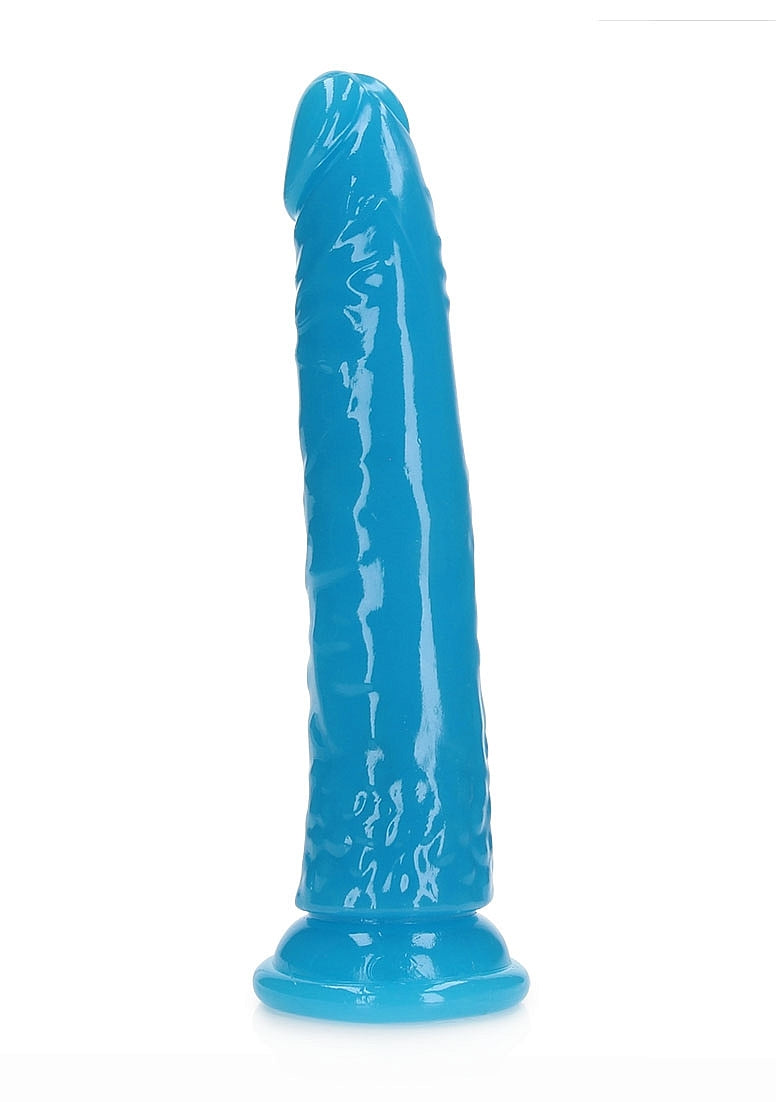 Shots Toys | REALROCK 20cm Slim Glow in the Dark Neon - Blue (8") Dildo Dong