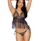 Dreamgirl Glitter Mesh Babydoll and Panty Set Nocturnal Size OS
