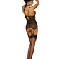 Dreamgirl Diamond Mesh Garter Slip with Sequined Lace Accents Black Size OS