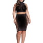 Le Desir Shade - Kala XXXVII - Two Piece with Turtleneck, Crop Top and Skirt Black Size OSX