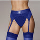 Shots Toys | OUCH! Vibrating Strap-On Thong with Adjustable Garters - Royal Blue - Size XS/S