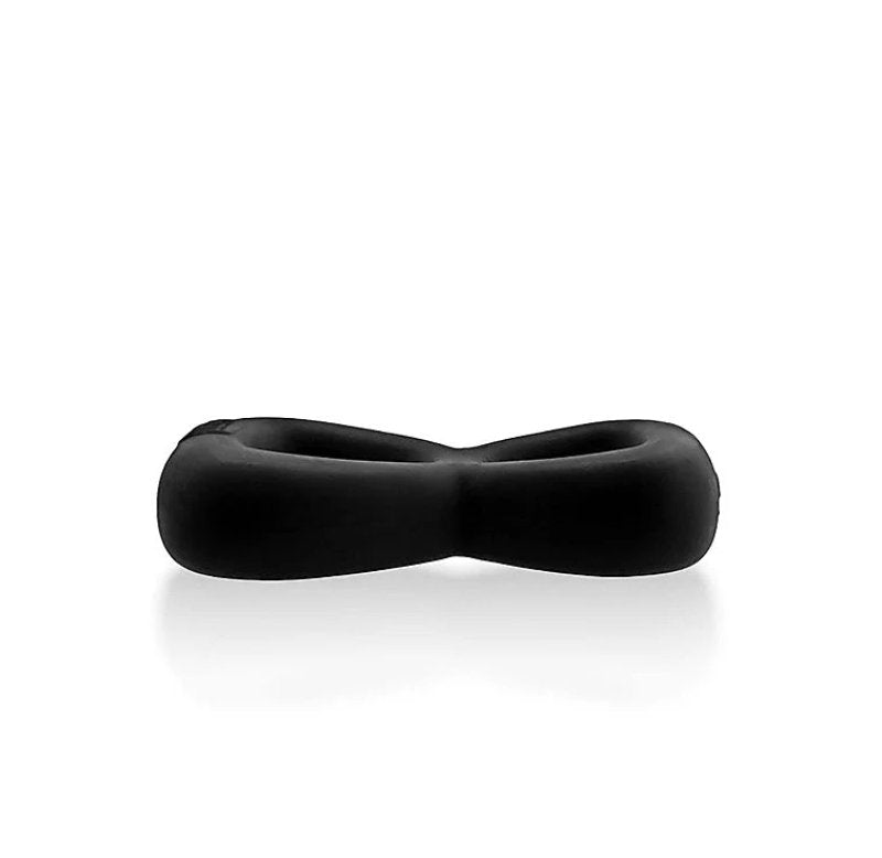 Hunkyjunk Boomerang Double-ring Cockring & Nut-tugger Black Fog