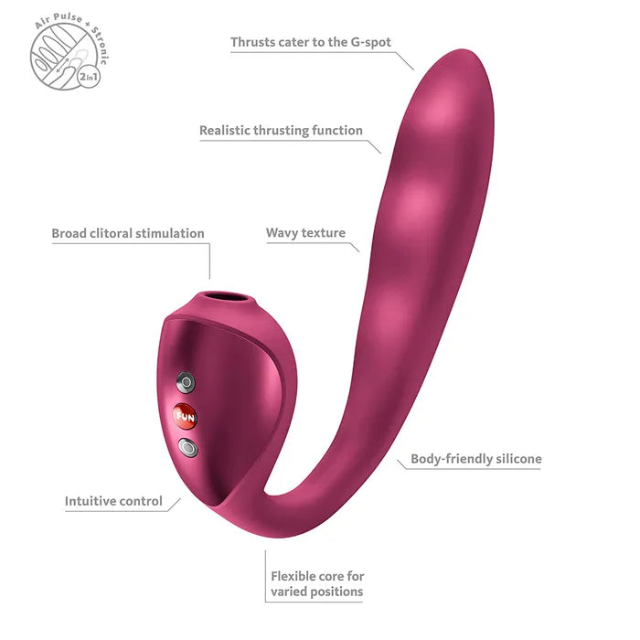 Fun Factory STRONIC PULSE ALLEGRO - Thrusting Vibrator with Air Pulse Stimulator - Wine Red