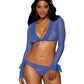 Dreamgirl Leopard stretch mesh and zigzag elastic lingerie shrug and panty set Periwinkle Size OS