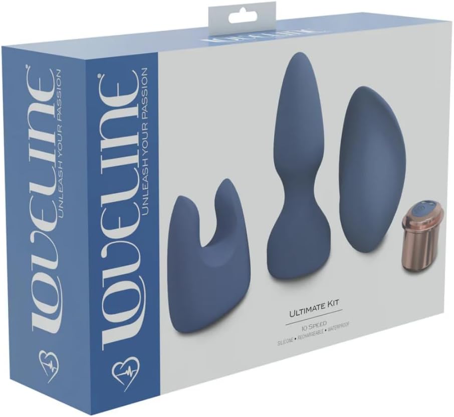 Shots Toys | LOVELINE Ultimate Kit - Interchangeable Sleeve Bullet Kit - 3 Piece Set - Blue/Grey