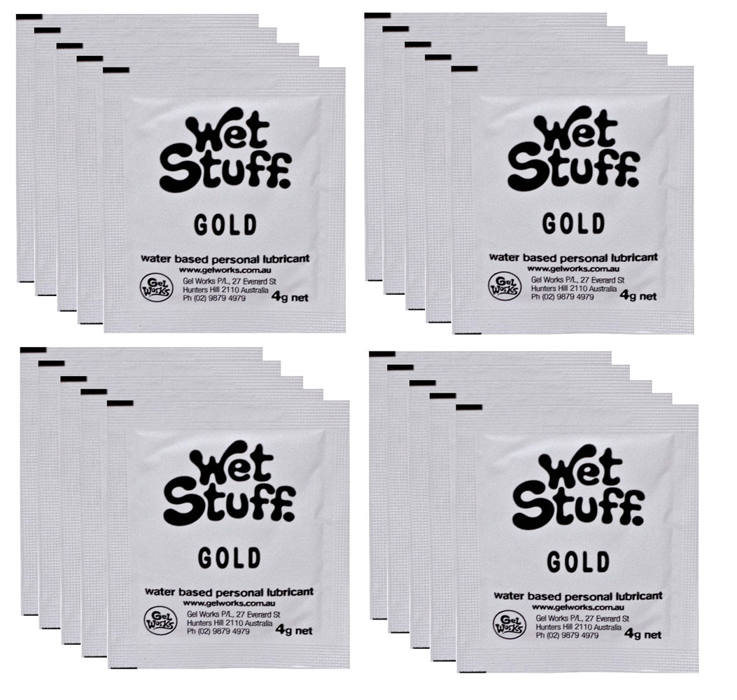 Wet Stuff Gold Water Based Lubricant Travel 4g 1/5/10/15/20/25/50/100/1000 Sachets