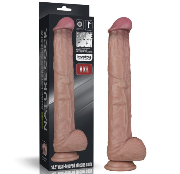 Lovetoy Nature Cock 14.5" Dual Layered Bendable Silicone Cock XXL