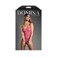 Fantasy Lingerie DOMINA One-Shoulder Rope Teddy & Cuffs - Pink Size S/M or M/L