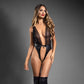 Fantasy Lingerie DOMINA Lock & Key Open Teddy - Black Size S/M or M/L