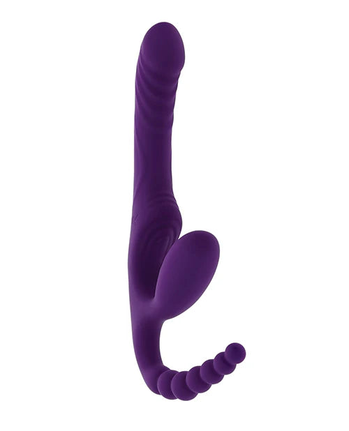 Playboy Pleasure HUG IT OUT Strapless Strap-On Triple Vibrator w Remote
