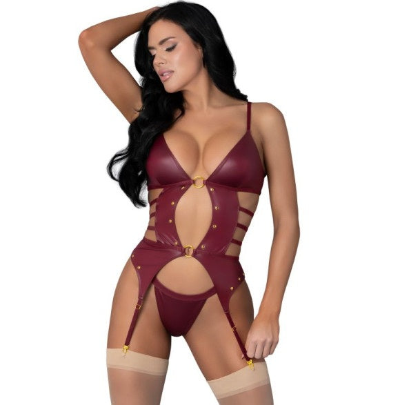 Magic Silk Exposed Kira Burgundy Kiss Two Piece Set - Size S/M or L/XL