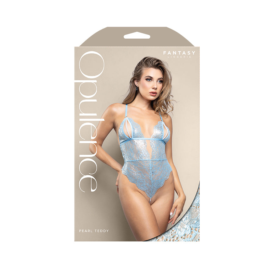 Fantasy Lingerie OPULENCE Pearl Teddy - Light Blue Size S/M or M/L