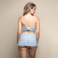 Fantasy Lingerie OPULENCE Bralette, Detachable Skirt & Crotchless Pearl G-String - Light Blue Size S/M or M/L