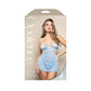 Fantasy Lingerie OPULENCE Bralette, Detachable Skirt & Crotchless Pearl G-String - Light Blue Size S/M or M/L