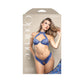 Fantasy Lingerie OPULENCE Halter Bralette & Crotchless Pearl Panty - Royal Blue Size S/M or M/L