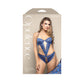 Fantasy Lingerie OPULENCE Crotchless Pearl Halter Teddy - Royal Blue Size S/M or M/L