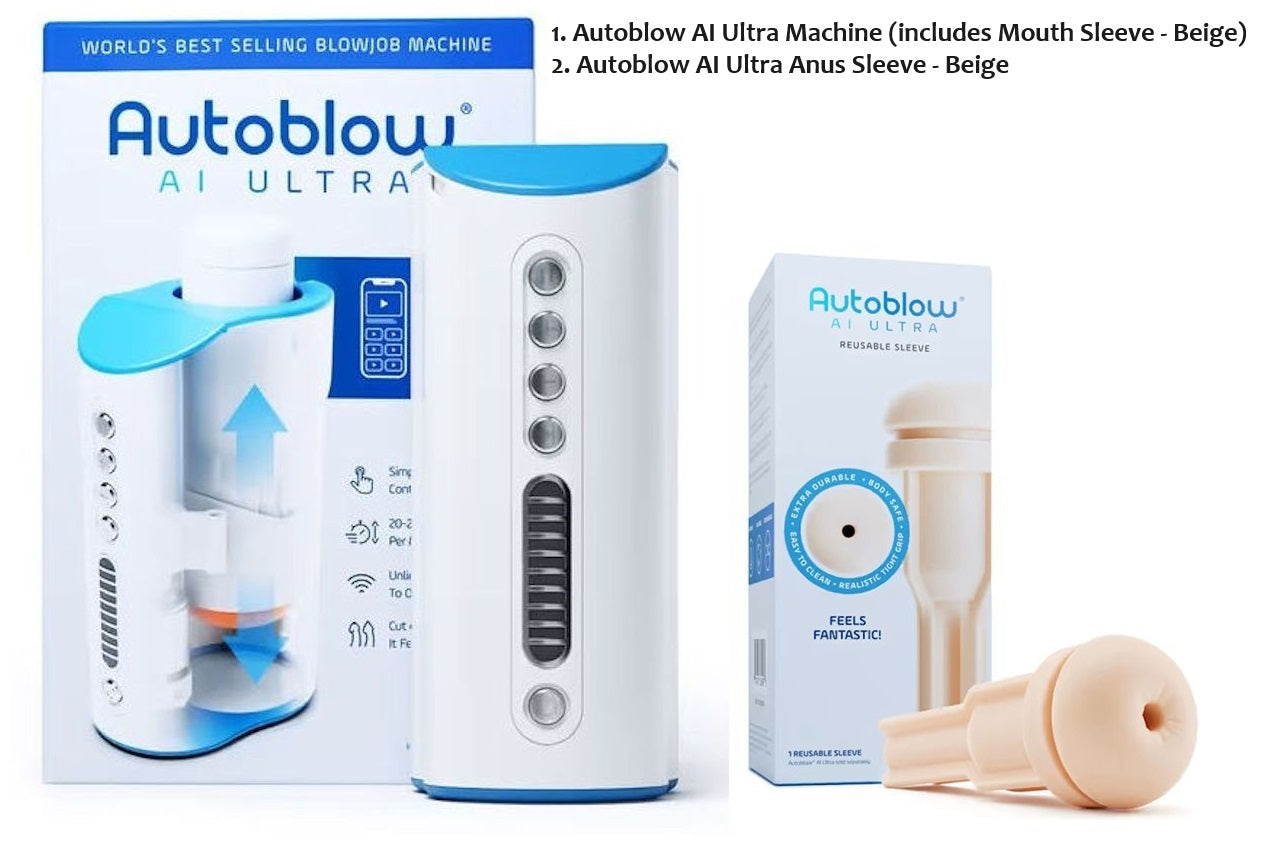 Autoblow AI Ultra - Automatic Stroking Blowjob Machine + Anus Sleeve - 2 Pack
