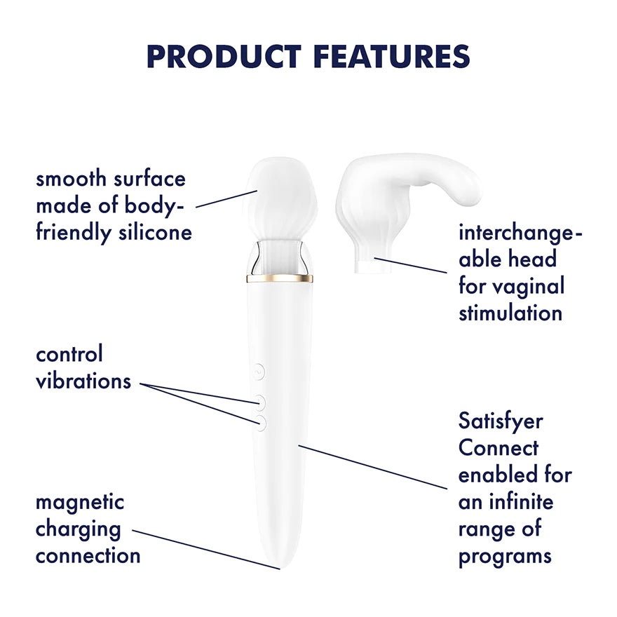 Satisfyer Double Wand-er Massager Wand Vibrator White (App)