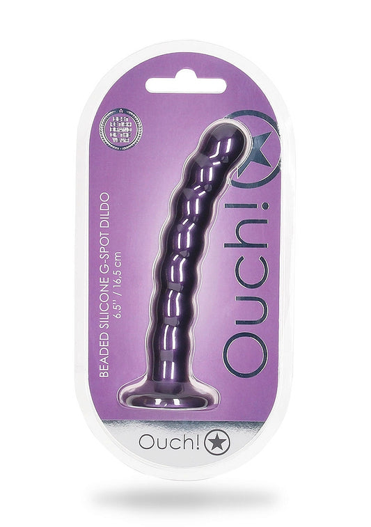 Shots Toys | OUCH! Beaded G-Spot Dildo - 6.5" / 16.5 cm - Metallic Purple
