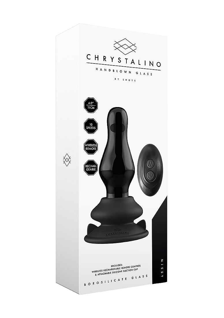 Shots Toys | Missy - Glass Vibrator With Suction Cup and Remote - Black