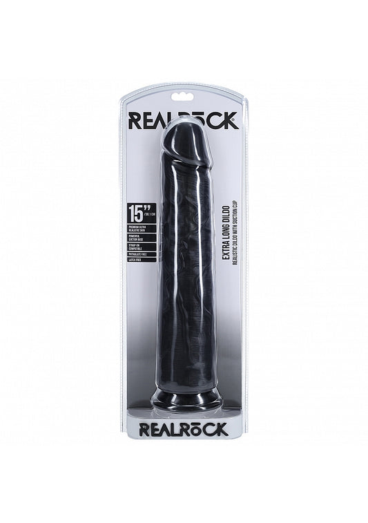 Shots Toys | REALROCK - Realistic Extra Long Dildo no Balls 15" / 38.1cm - Black