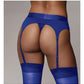 Shots Toys | OUCH! Vibrating Strap-On Thong with Adjustable Garters - Royal Blue - Size M/L