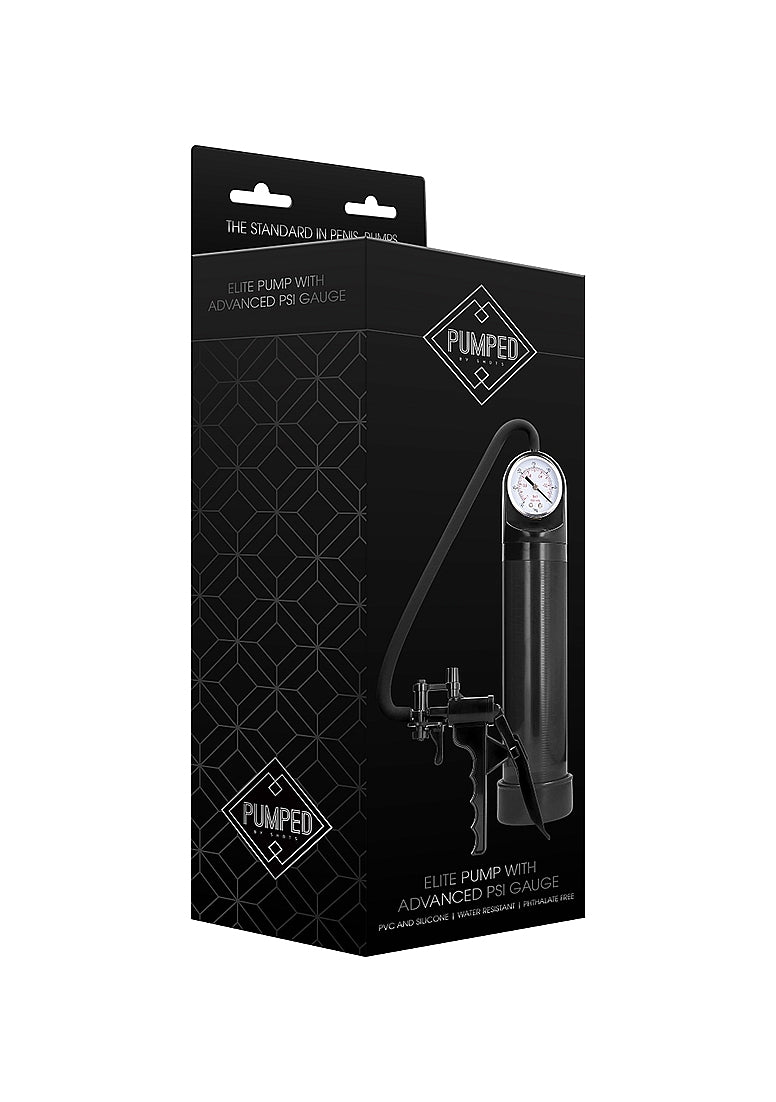 Shots Toys | PUMPED Elite Pump With Advanced PSI Gauge Black