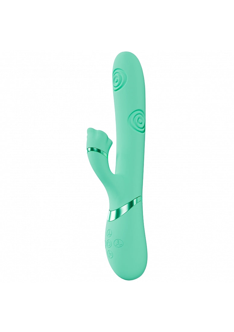 Shots Toys | VIVE Fiore Triple Motor G-Spot Air Wave Vibrating Tapping Flared Clit Stimulator Green
