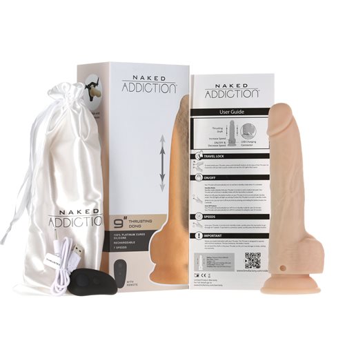 Naked Addiction 9" Thrusting Dildo with Remote - Vanilla