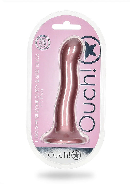 Shots Toys | OUCH! Ultra Soft Curvy G-Spot Dildo - 7" / 17 cm - Rose Gold