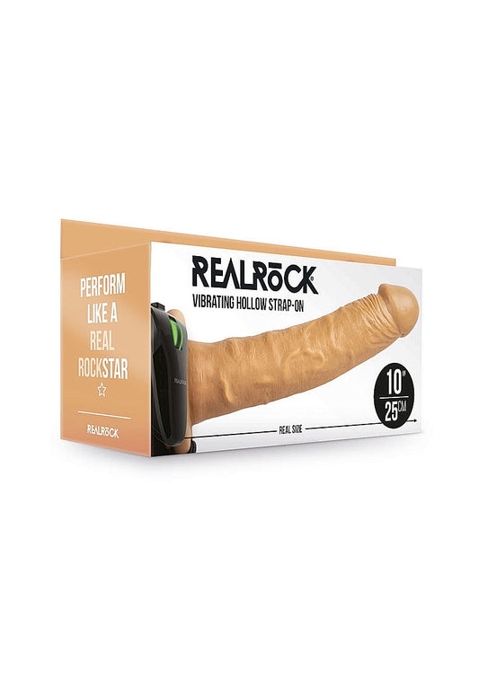 Shots Toys | REALROCK Vibrating Hollow Strap-On - 10" / 24.5cm Tan