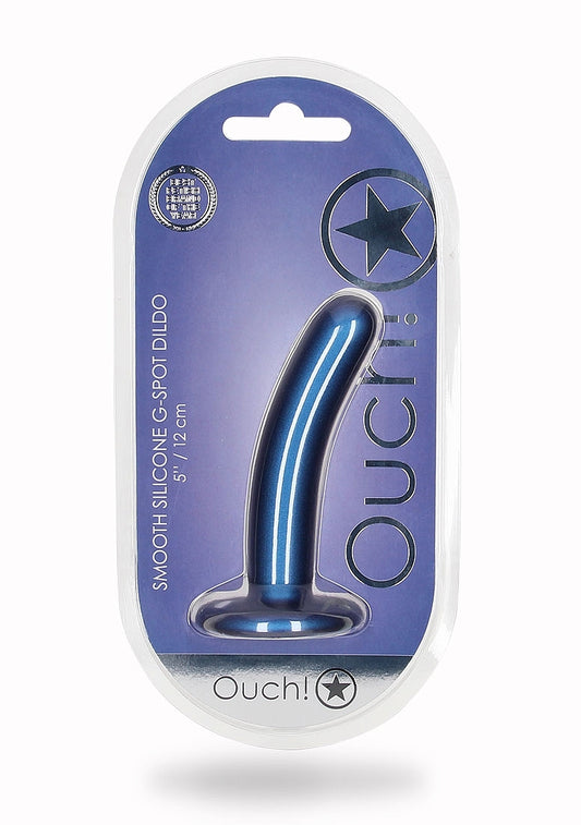 Shots Toys | OUCH! Smooth G-Spot Dildo - 5" / 12 cm - Metallic Blue